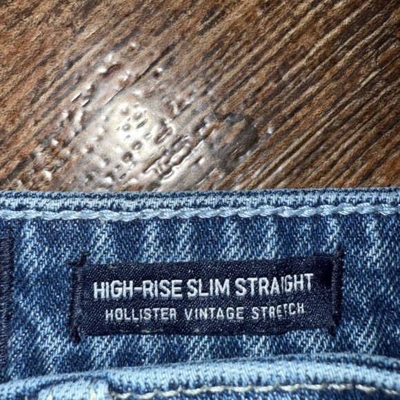Hollister High Rise Slim Straight Jeans Distressed Ripped Frayed Hem W29 L26 - Picture 6 of 10